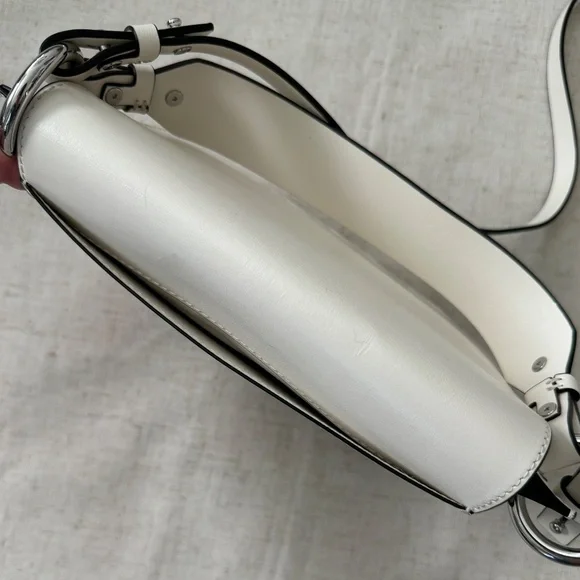 Ganni Banner Saddle Leather Off-White Crossbody Bag | One Size - Picture 11 of 17